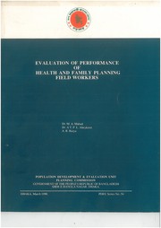 Cover of: Evaluation of Performance of Health and Family Planning Field Workers: Evaluation of Performance of Health and Family Planning Field Workers with M.A.Mabud and others