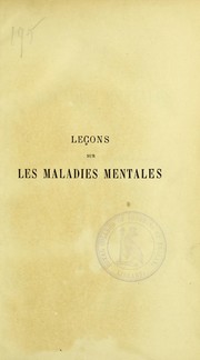 Cover of: Le©ʹons sur les maladies mentales by B. Ball