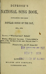 Cover of: Diprose's national song book: containing the most popular songs of the day, etc., etc