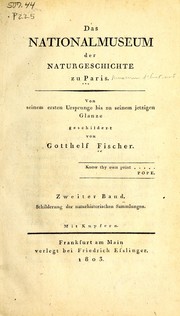 Cover of: Das Nationalmuseum der Naturgeschichte zu Paris by Gotthelf Fischer von Waldheim