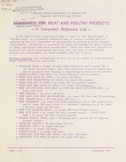 Cover of: Standards for meat and poultry products: a consumer reference list