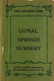Cover of: Comal Springs Nursery: [catalog for] season 1907-1908