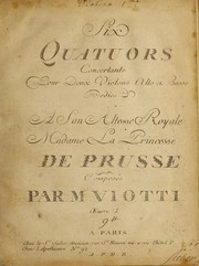 Cover of: Six quatuors concertants pour deux violons, alto et basse, oeuvre 1