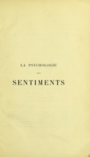 Cover of: La psychologie des sentiments