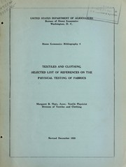 Cover of: Textiles and clothing: selected list of references on the physical testing of fabrics