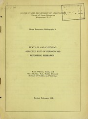 Cover of: Textiles and clothing by United States. Bureau of Home Economics, United States. Bureau of Home Economics