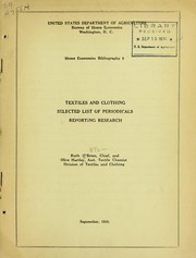 Cover of: Textiles and clothing | United States. Bureau of Home Economics