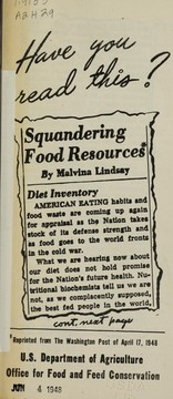 Cover of: Have you read this?: squandering food resources
