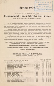 Cover of: A list of choice young ornamental trees, shrubs and vines for planting out in nursery rows: spring 1908