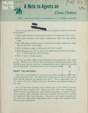 Cover of: A note to agents on clean clothes