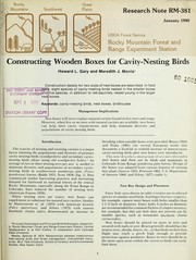 Cover of: Constructing wooden boxes for cavity-nesting birds