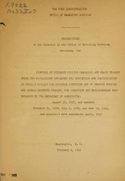 Cover of: Instructions of the director of the Office of Marketing Services governing the disposal of diseased poultry carcasses and parts thereof