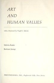Cover of: Art and human values