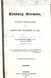 Cover of: A century sermon: delivered in Hopkinton, Mass., on Lord's day, December 24, 1815