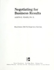 Cover of: Negotiating for business results