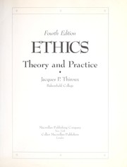 Cover of: Ethics: theory and practice