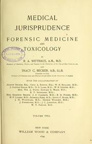 Cover of: Medical jurisprudence, forensic medicine and toxicology