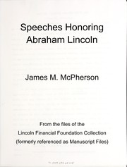 Cover of: Speeches honoring Abraham Lincoln: James M. McPherson