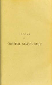 Cover of: Lecons de gynecologie operatoire