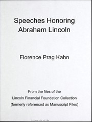 Cover of: Speeches honoring Abraham Lincoln: Florence Prag Kahn