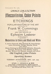 Cover of: Choice collection of mezzotintos, color prints, and etchings by popular masters of the art