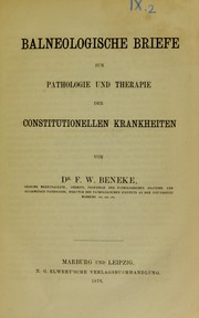 Cover of: Balneologische Briefe zur Pathologie und Therapie der constitutionellen Krankheiten