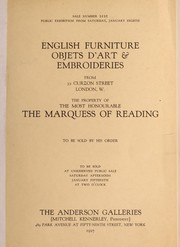 Cover of: English furniture, objets d'art & embroideries by Anderson Galleries, Inc