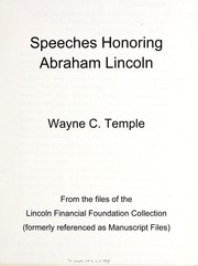 Cover of: Speeches honoring Abraham Lincoln: Wayne C. Temple