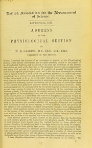 Cover of: Address to the physiological section by Walter Holbrook Gaskell