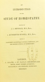 Cover of: An introduction to the study of homoeopathy