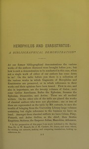 Cover of: Herophilus and Erasistratus : a bibliographical demonstration in the Library of the Faculty of Physicians and Surgeons of Glasgow, 16th March, 1893 by James Finlayson