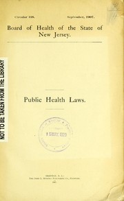 Public health laws by New Jersey. Board of Health