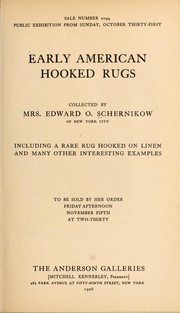 Cover of: Early American hooked rugs by Anderson Galleries, Inc