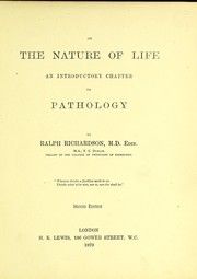 Cover of: On the nature of life: an introductory chapter to pathology