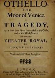 Cover of: Othello, the Moor of Venice by William Shakespeare