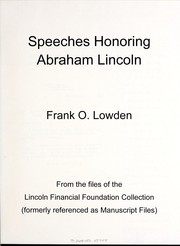 Cover of: Speeches honoring Abraham Lincoln: Frank O. Lowden