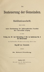 Cover of: Die Besteuerung der Gemeinden by Robert Friedberg