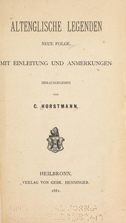 Cover of: Altenglische legenden by Horstmann, Carl