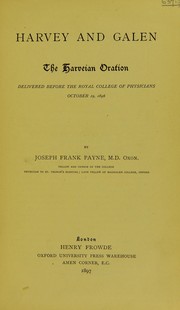 Cover of: Harvey and Galen by Joseph Frank Payne