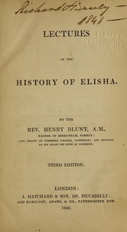 Cover of: Lectures on the history of Elisha.