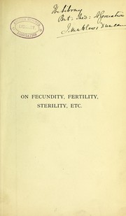 Cover of: Fecundity, fertility , sterility and allied topics