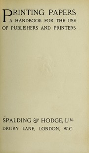 Cover of Printing papers by spalding & hodge