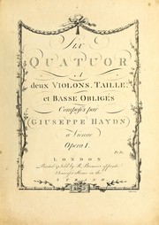 Cover of: Six quatuor a deux violons, taille, et basse oblig℗♭Ứs, opera I
