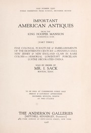 Important American antiques from the King Hooper mansion; Part Three by Anderson Galleries, Inc