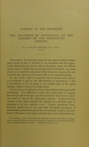 The influence of anaesthesia on the surgery of the nineteenth century by John Collins Warren