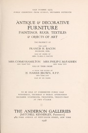 Antique & decorative furniture, paintings, rugs, textiles & objects of art by Anderson Galleries, Inc