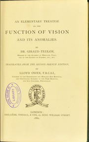 Cover of: An elementary treatise on the function of vision and its anomalies