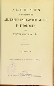 Cover of: Arbeiten aus dem Institute fur Allgemeine und Experimentelle Pathologie der Wiener Universitat