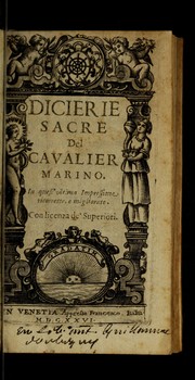 Cover of: Dicierie sacre del Cavalier Marino