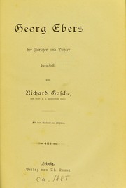 Cover of: Georg Ebers, der Forscher und Dichter